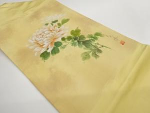 作家物　手描き菊模様名古屋帯